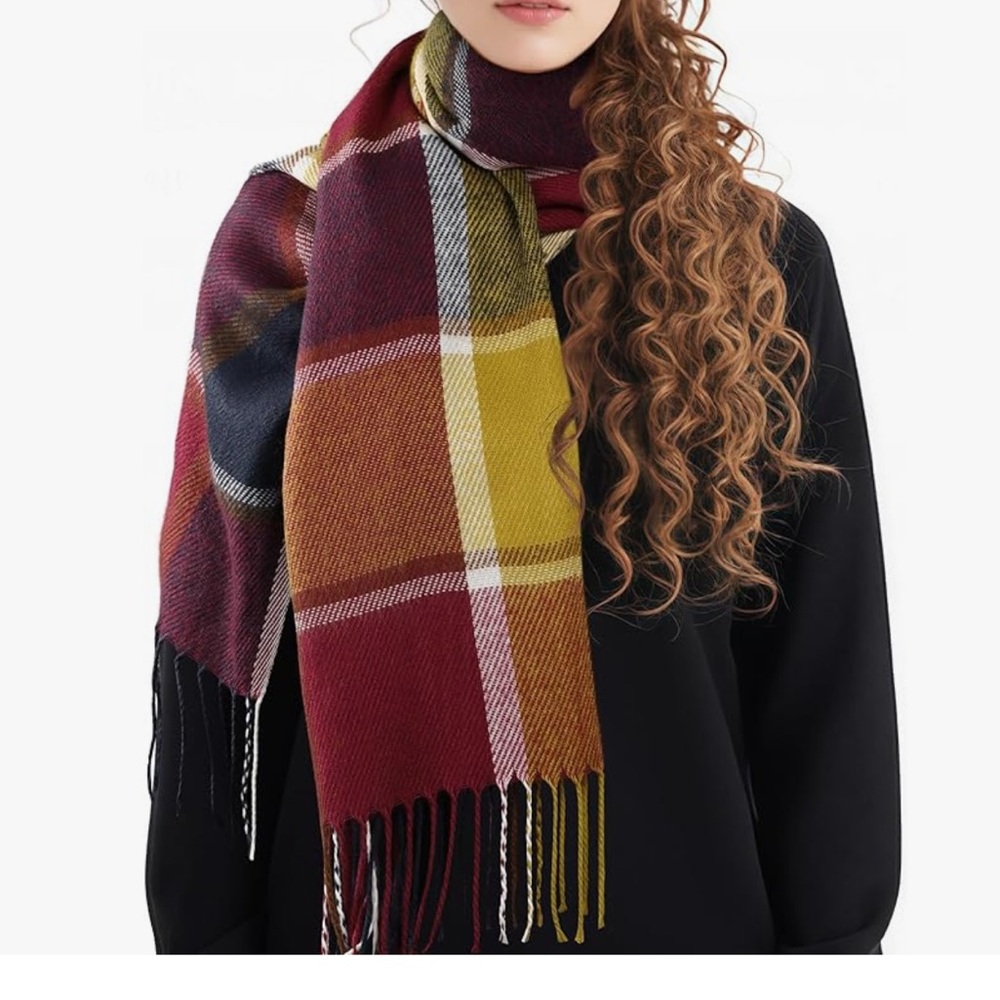 NEW Plaid Scarf - winter/fall scarf - purple, blue, yellow